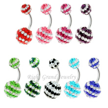Fancy Belly Body Jewelry Mixed Color Double Crystal Shamballa Navel Belly Ring